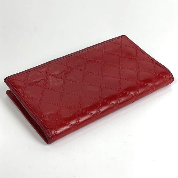 Chanel CC Coco Bicolor Red Clasp Long Leather Wallet Long Mark Bifold Wallet - Picture 1 of 7